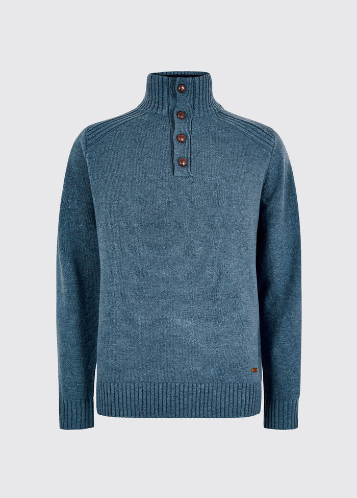 Shields Men’s button neck knit - Indigo