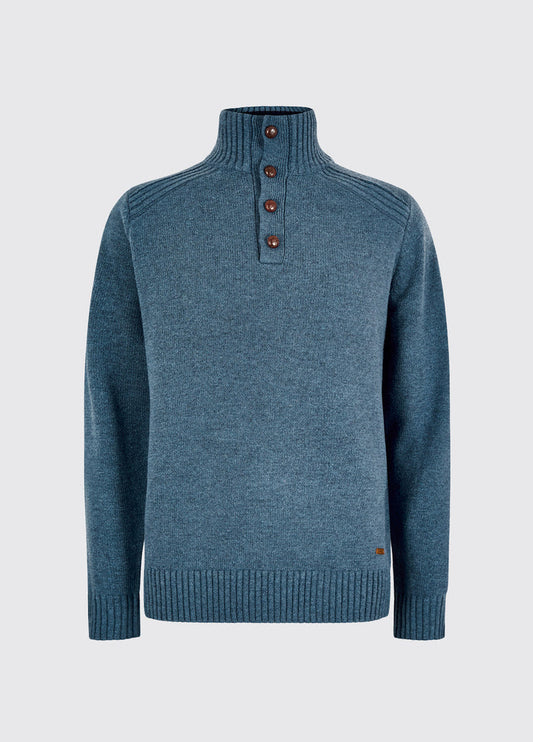 Shields Men’s button neck knit - Indigo