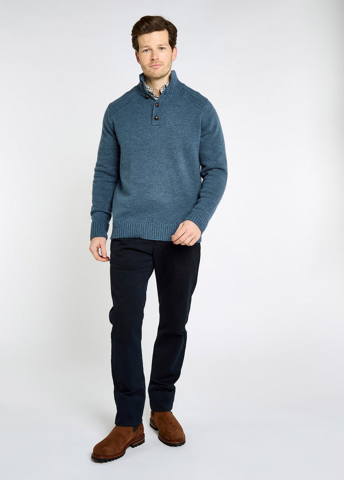 Shields Men’s button neck knit - Indigo
