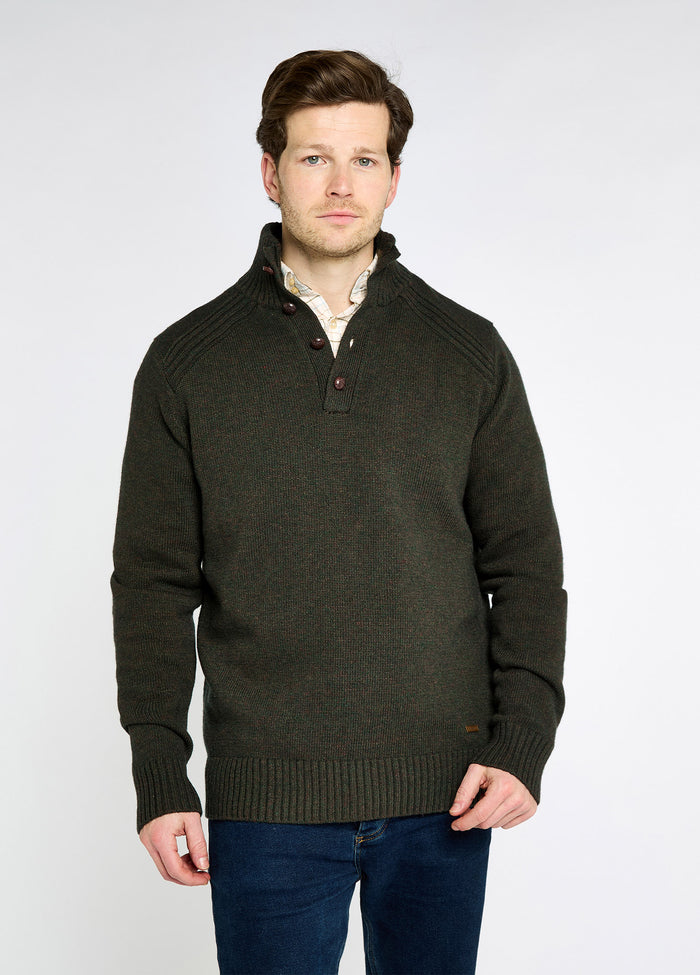 Shields Men’s button neck knit - Olive