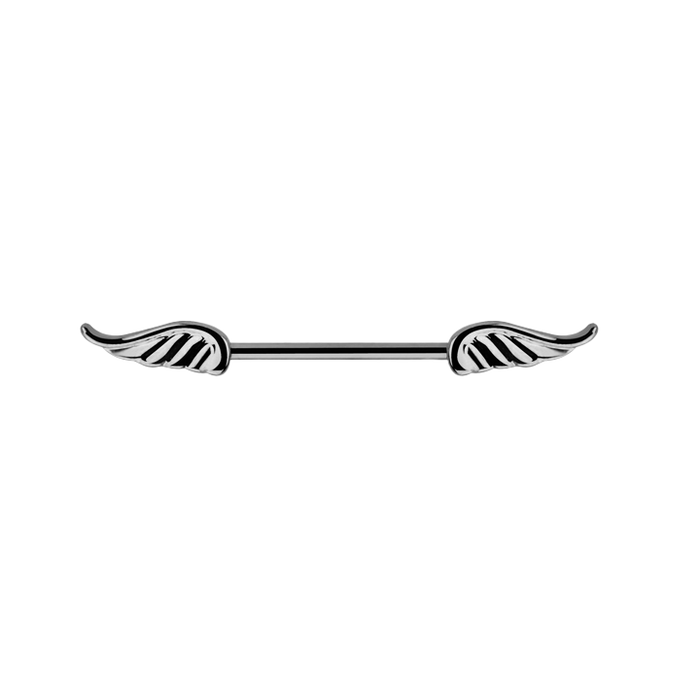 14g Silver Wing Nipple Bar 12mm / Surgical Steel / Silver Barbell