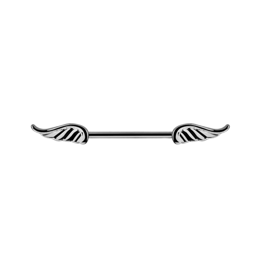 14g Silver Wing Nipple Bar 12mm / Surgical Steel / Silver Barbell