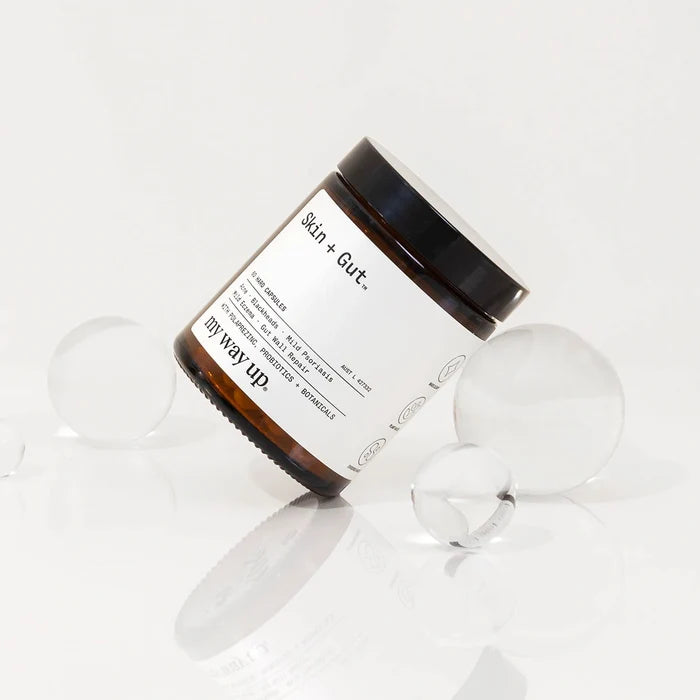 Jar of 'my way up' with a black lid on a white background