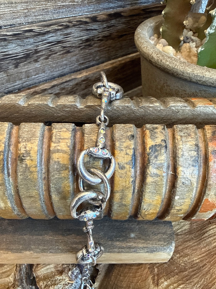 Snaffle Bit Crystal Bracelet