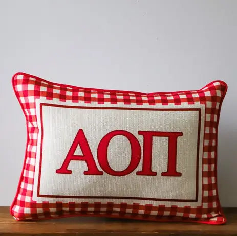 Sorority Gingham Piped Pillow
