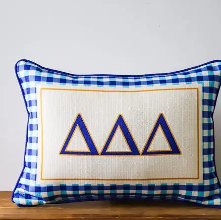 Sorority Gingham Piped Pillow