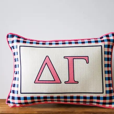 Sorority Gingham Piped Pillow