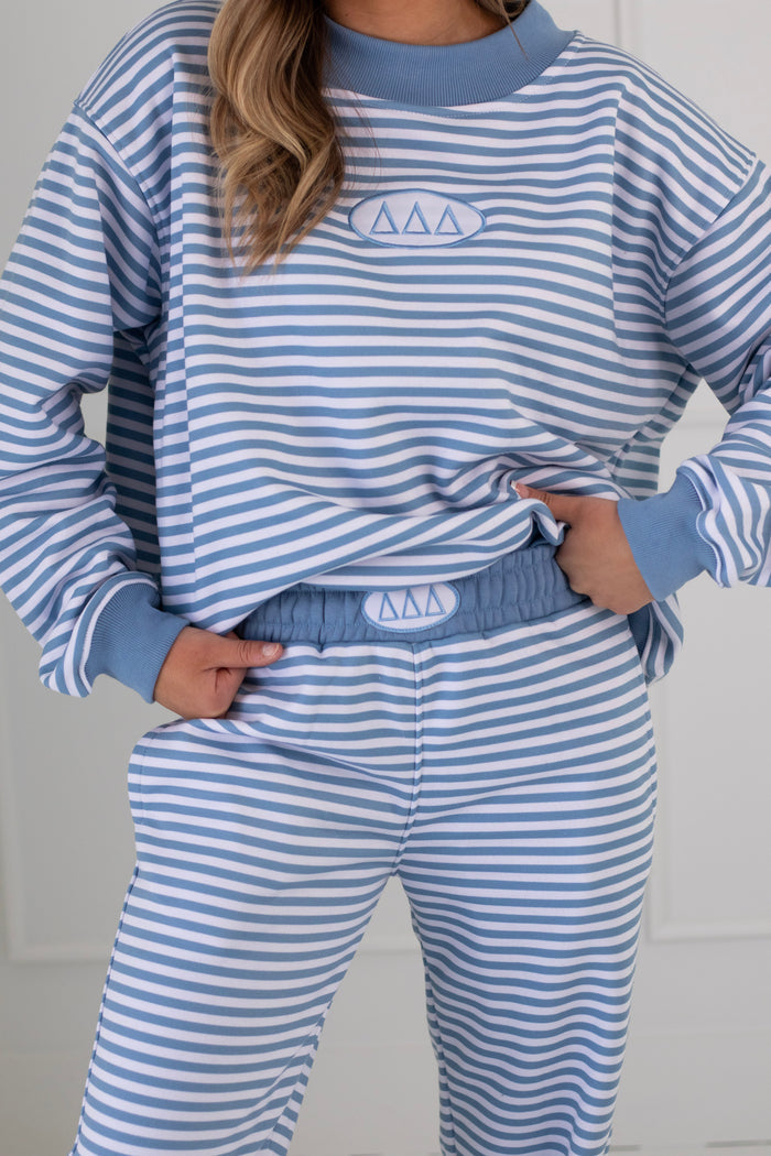 Sorority Patch Striped Mockneck