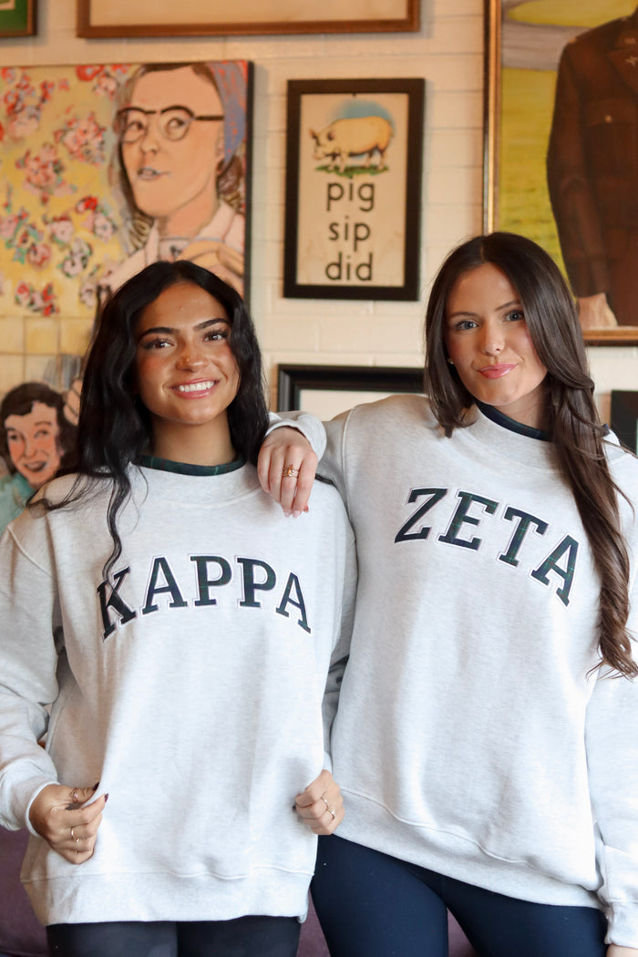 Sorority Plaid Accent Mockneck