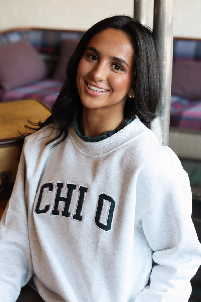 Sorority Plaid Accent Mockneck
