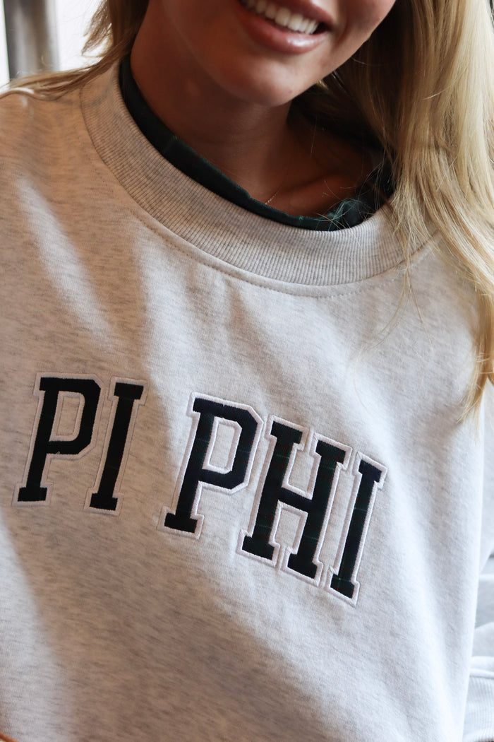 Sorority Plaid Accent Mockneck