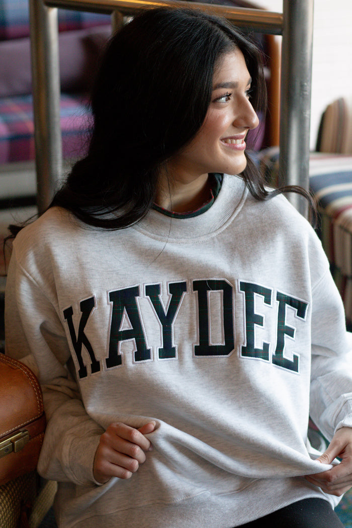 Sorority Plaid Accent Mockneck