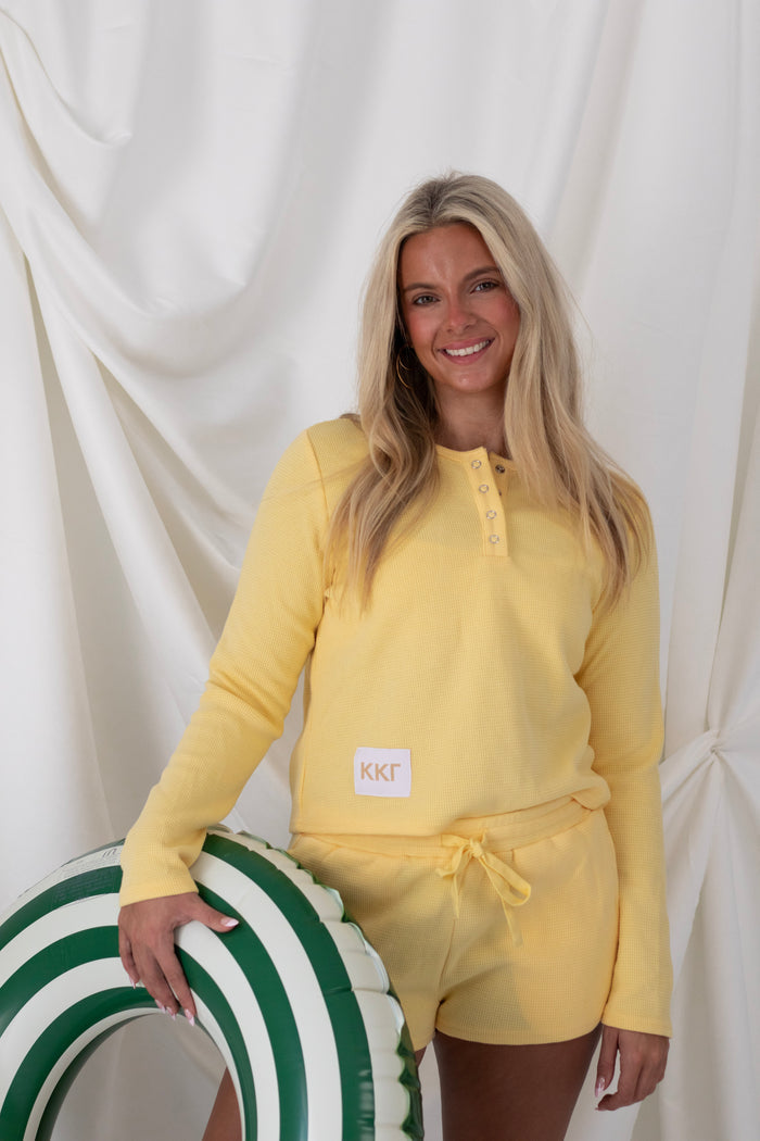 Sorority Yellow Tag Waffle-Knit Set