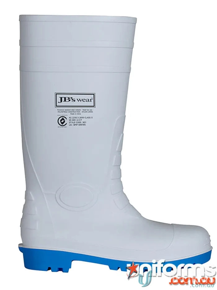 White waterproof work boot with steel toe cap and resistant steel for safety
