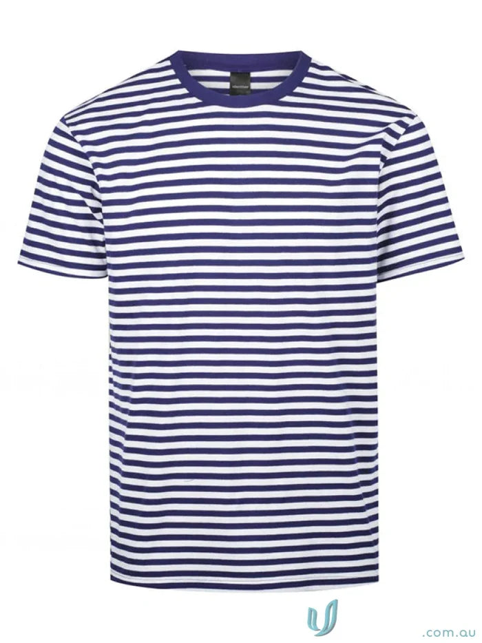 Stevie Stripe T-Shirt with white and navy blue horizontal stripes, perfect for uniforms or casual workwear