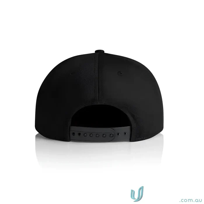 Black AS Colour 1184 flat peak snapback cap with plastic snapback and tonal under-peak lining