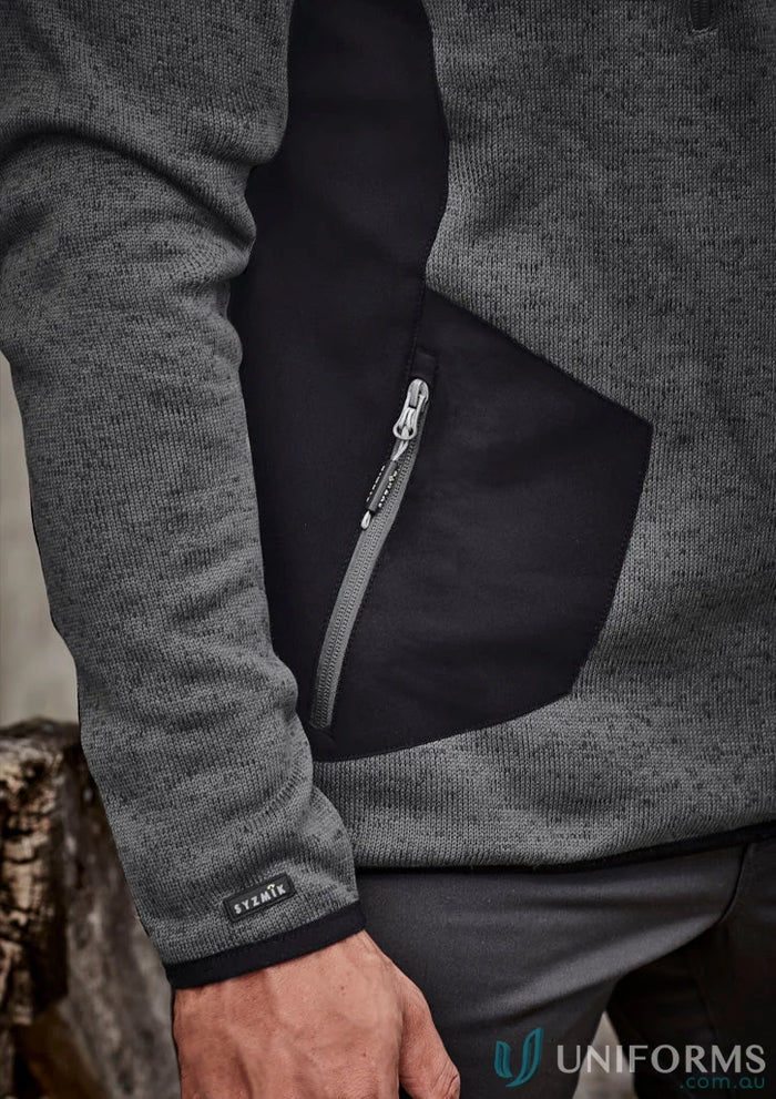 Gray and black marle knitted fleece zip pullover zt380 from Syzmik Streetworx Reinforced