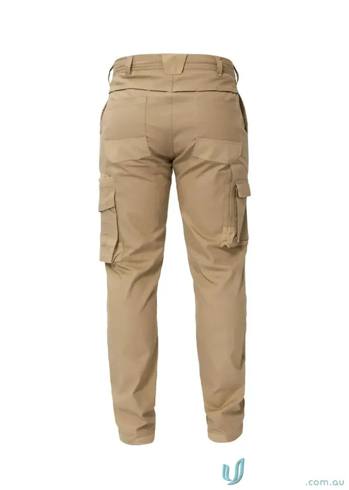 Stretch cargo pants for men with reinforced stress points and abrasion-resistant patches