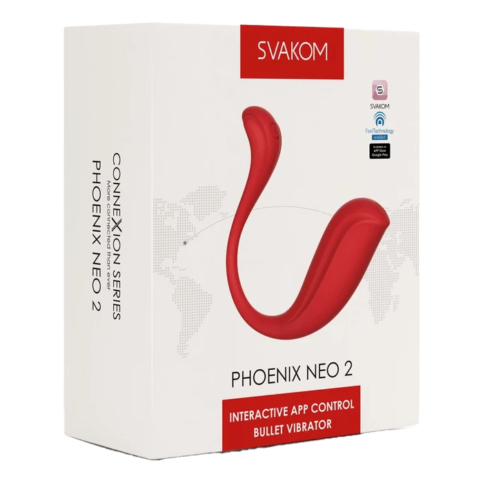 Svakom Phoenix Neo 2 produktboks med app-kontroll og Connexion Series merking