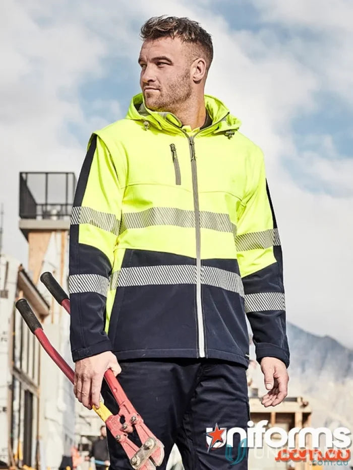 High-visibility Syzmik Streetworx 2-in-1 stretch softshell jacket for work