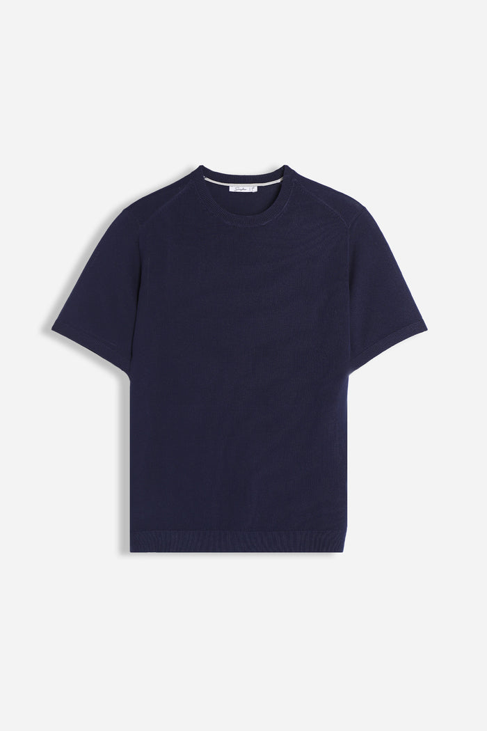 T-SHIRT GIRCOLLO IN MAGLINA BLEU