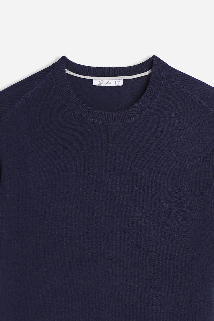 T-SHIRT GIRCOLLO IN MAGLINA BLEU