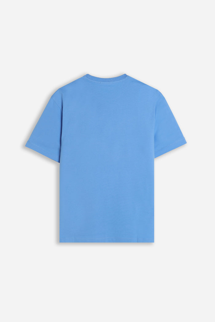 T-SHIRT GIROCOLLO BASIC CON DETTAGLIO AZZURRO