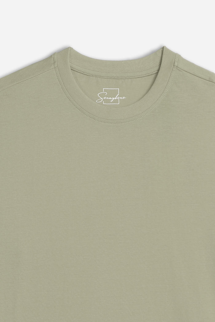 T-SHIRT GIROCOLLO BASIC KAKI