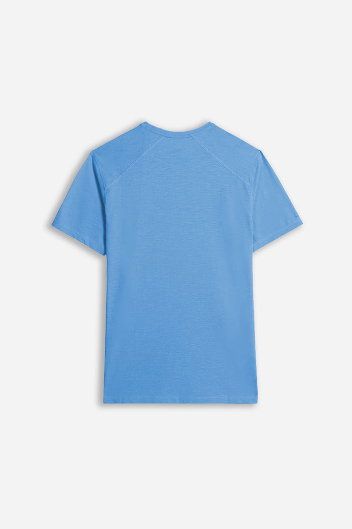 T-SHIRT GIROCOLLO BASIC SLUB AZZURRO