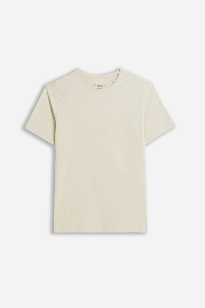 T-SHIRT GIROCOLLO BASIC SLUB BEIGE CHIARO