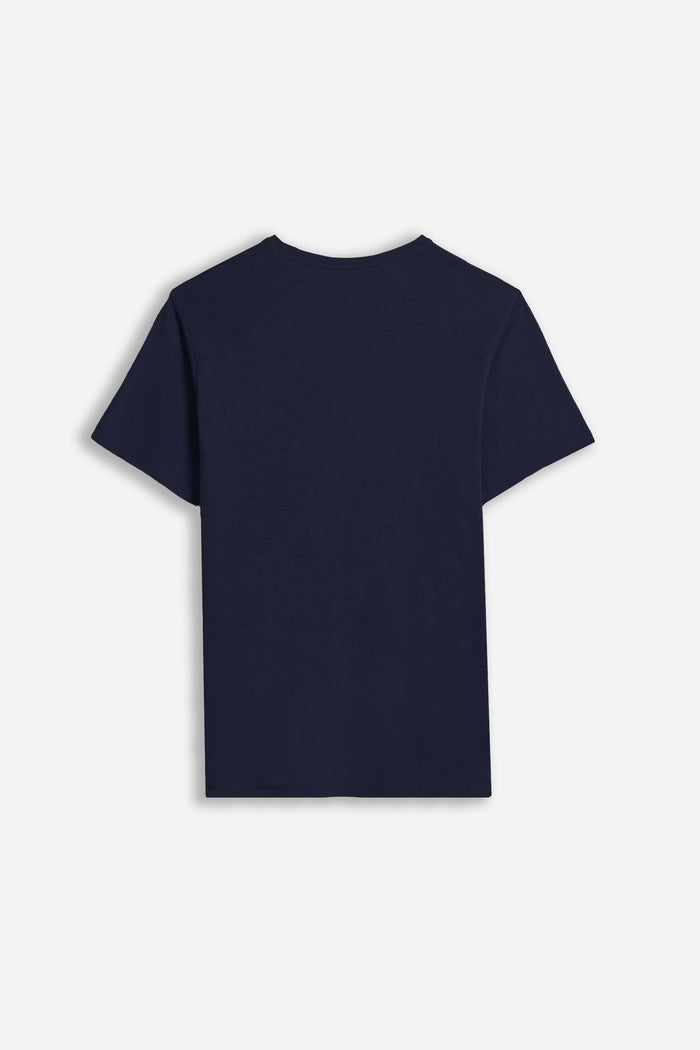 T-SHIRT GIROCOLLO BASIC SLUB BLEU