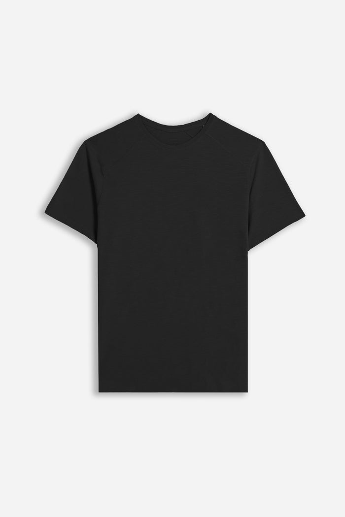 T-SHIRT GIROCOLLO BASIC SLUB NERO