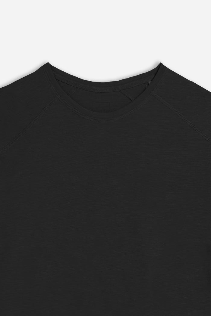 T-SHIRT GIROCOLLO BASIC SLUB NERO