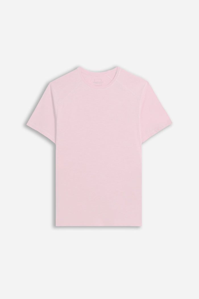 T-SHIRT GIROCOLLO BASIC SLUB ROSA