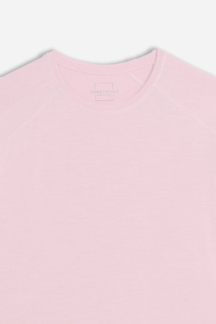 T-SHIRT GIROCOLLO BASIC SLUB ROSA