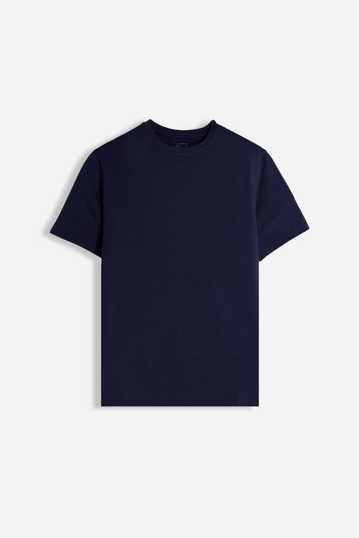 T-SHIRT GIROCOLLO BASIC STRETCH BLEU