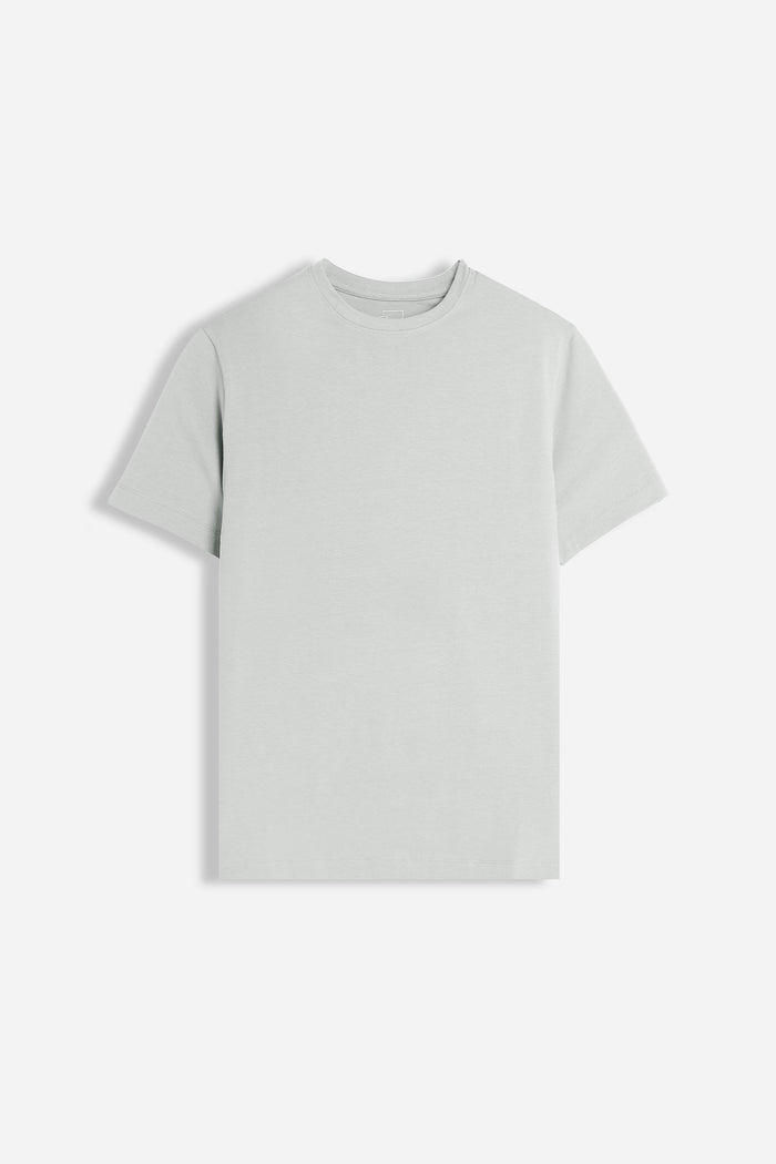 T-SHIRT GIROCOLLO BASIC STRETCH GRIGIO GHIACCIO