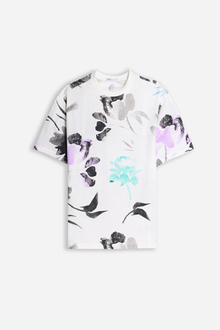 T-SHIRT GIROCOLLO FANTASIA F BIANCO