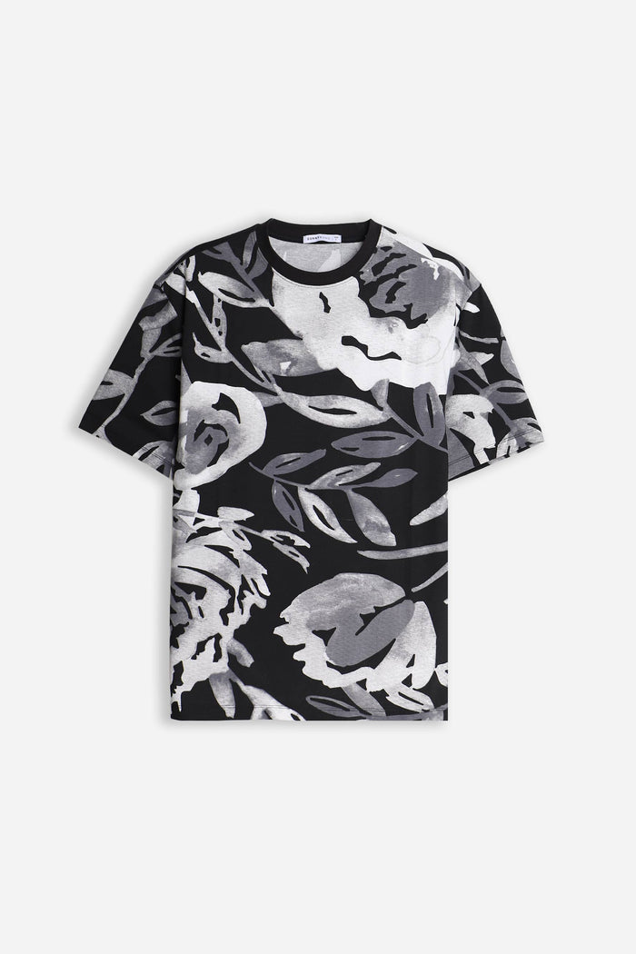 T-SHIRT GIROCOLLO FANTASIA F NERO