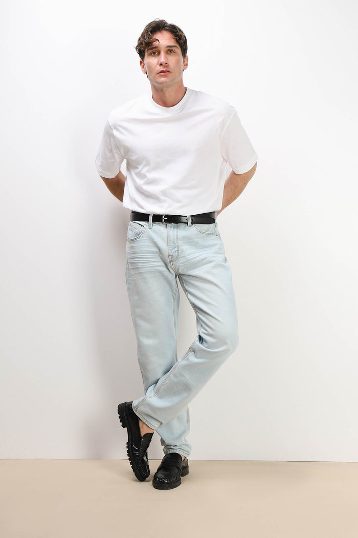 T-SHIRT GIROCOLLO IN COTONE MERCERIZZATO BIANCO