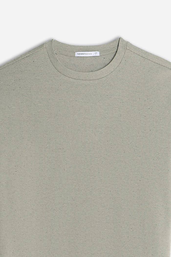 T-SHIRT GIROCOLLO IN JERSEY EFFETTO FIAMMATO VERDE MUSCHIO