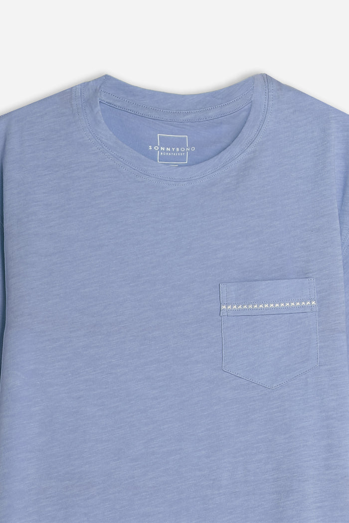 T-SHIRT GIROCOLLO SLUB  CON TASCHINO AVION