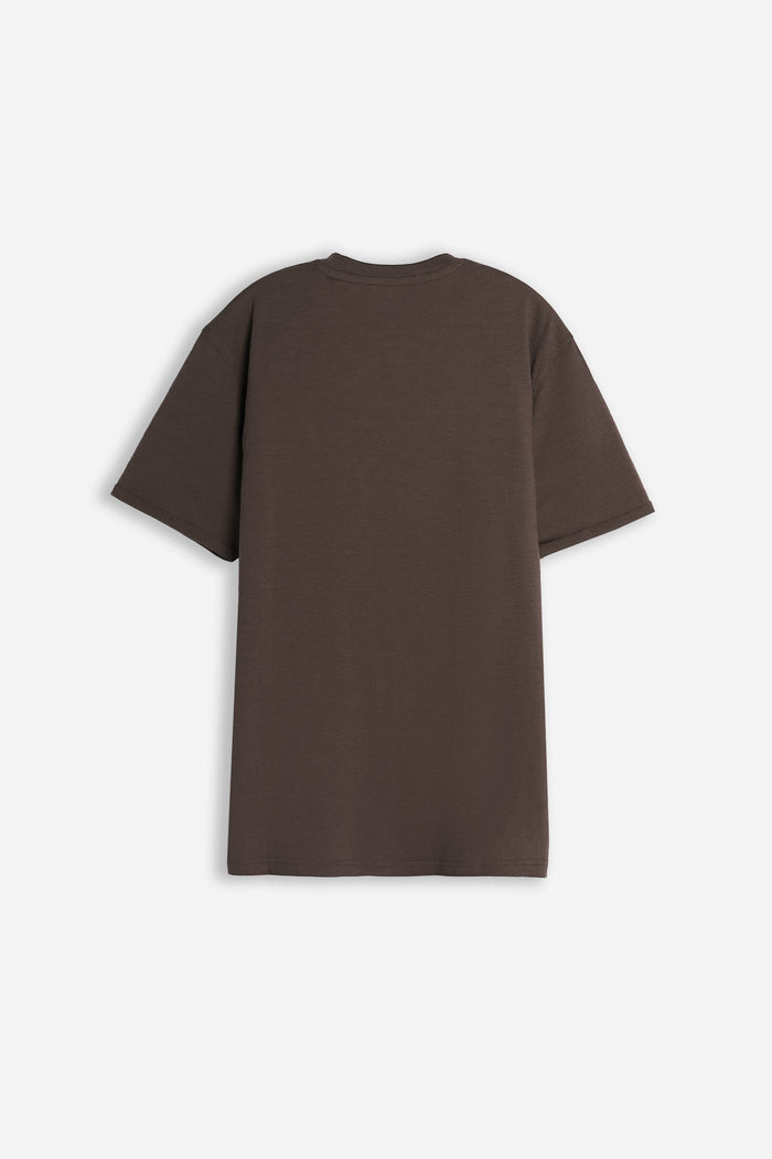 T-SHIRT GIROCOLLO SLUB  CON TASCHINO MORO