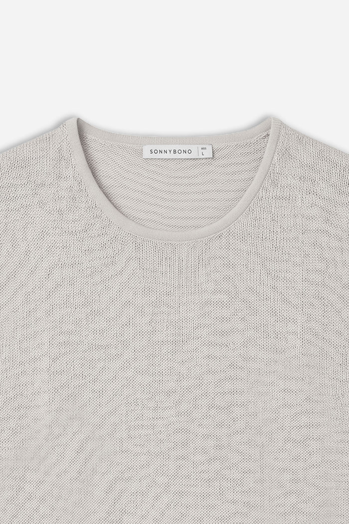 T-SHIRT GIROCOLLO SMANICATA IN MAGLINA GRIGIO GHIACCIO