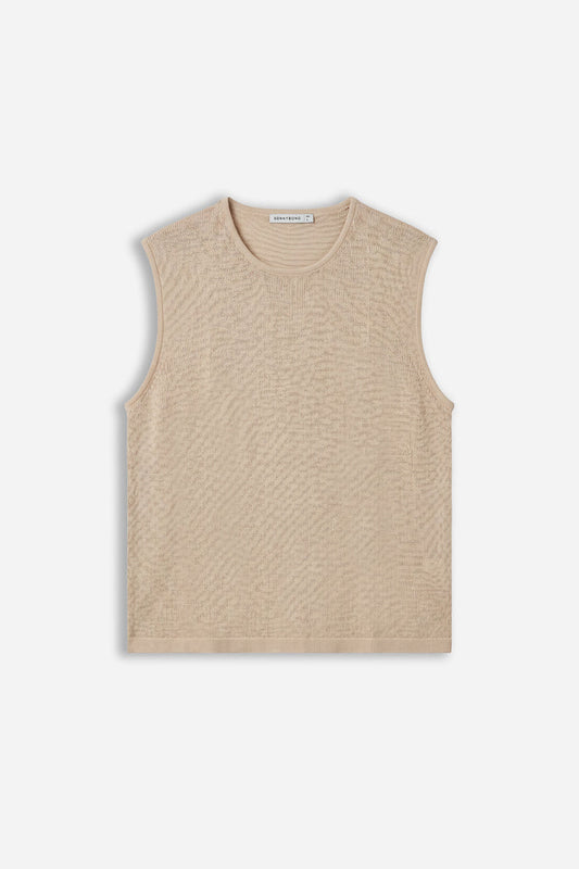 T-SHIRT GIROCOLLO SMANICATA IN MAGLINA SABBIA