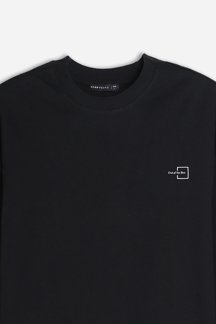 T-SHIRT GIROCOLLO STAMPATA MANICA LUNGA NERO
