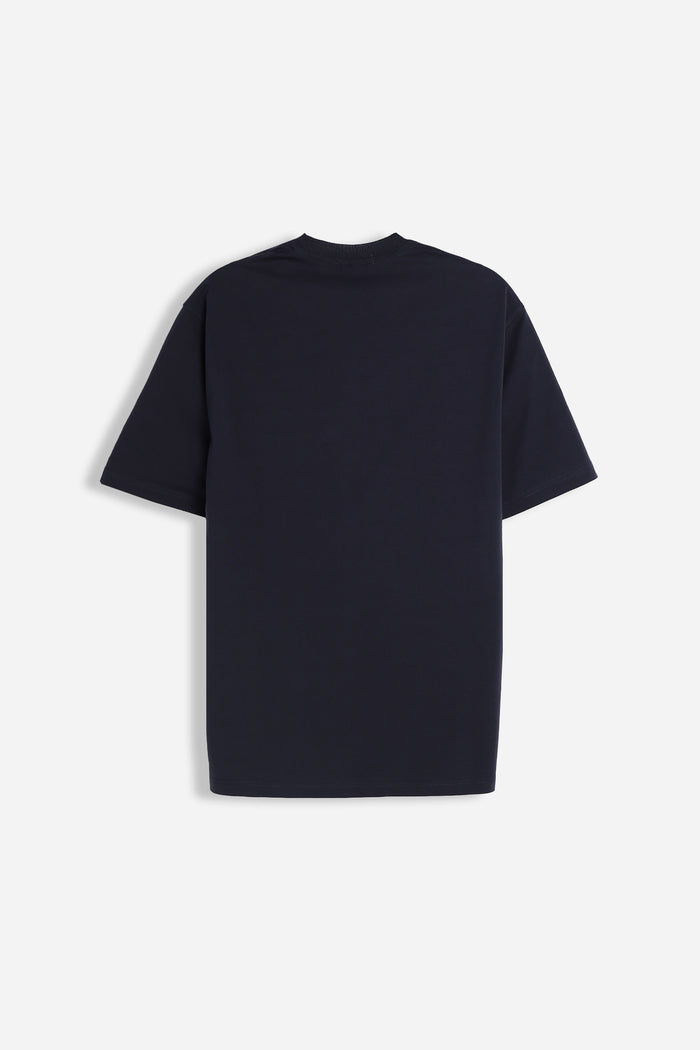 T-SHIRT GIROCOLLO STRETCH CON COLLO A COSTINE BLEU