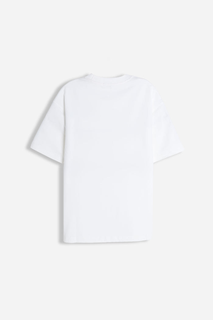 T-SHIRT GIROCOLLO STRETCH CON COLLO E TASCHINO A COSTINE BIANCO
