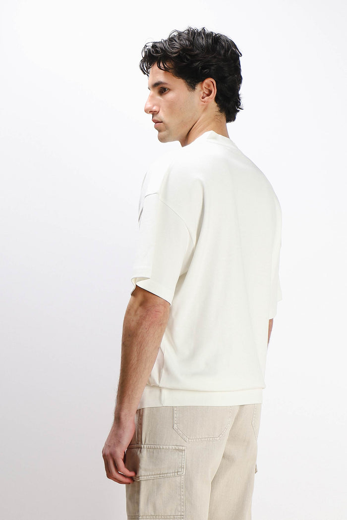 T-SHIRT SCOLLO A V OVER FIT GESSO