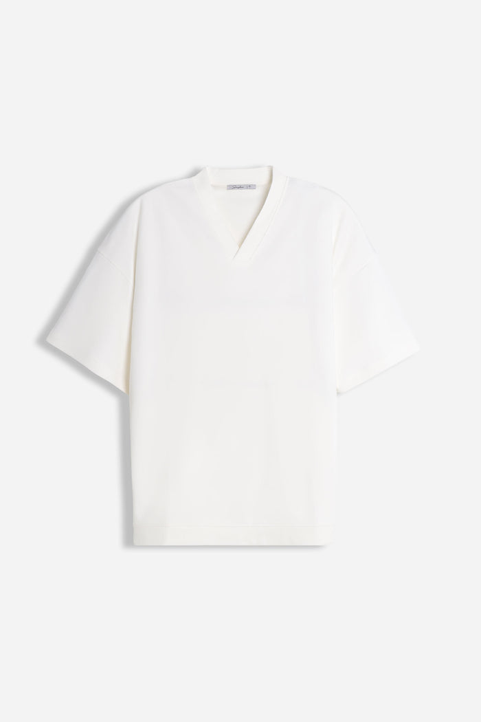 T-SHIRT SCOLLO A V OVER FIT GESSO